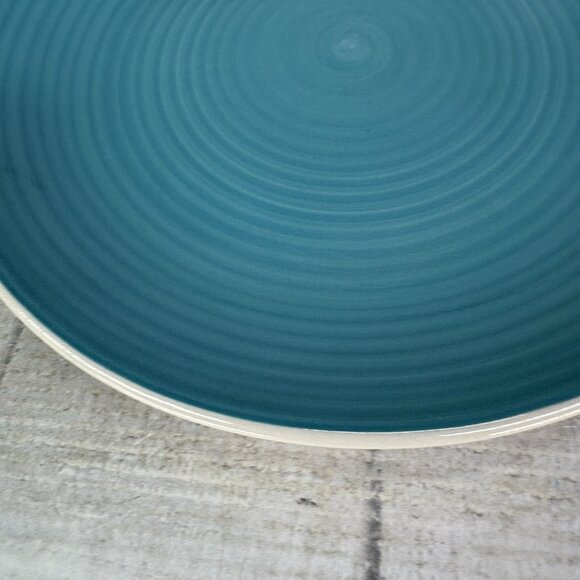Dover & York DYO1 CIRCLES Rings Swirl Aqua Stoneware Coupe Salad Plates Set of 3 - Picture 13 of 16